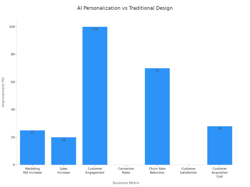Bar chart showing AI-driven personalization impact on business metrics